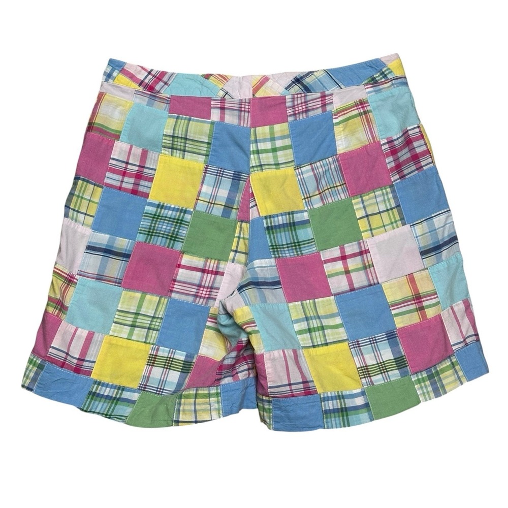Womens Brooks Brothers 346 Pink Patchwork Madras Shorts Size 8 Cotton Preppy - Picture 2 of 9